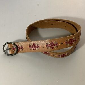 Lucky Brand Boho Studded Embroidered Leather Belt Size XS